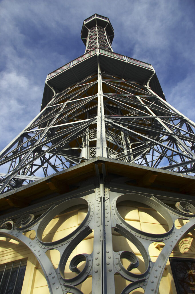 Czech Republic, Prague, Petrin Tower. The Petrin lookout tower provides fantastic views across the city of Prague.