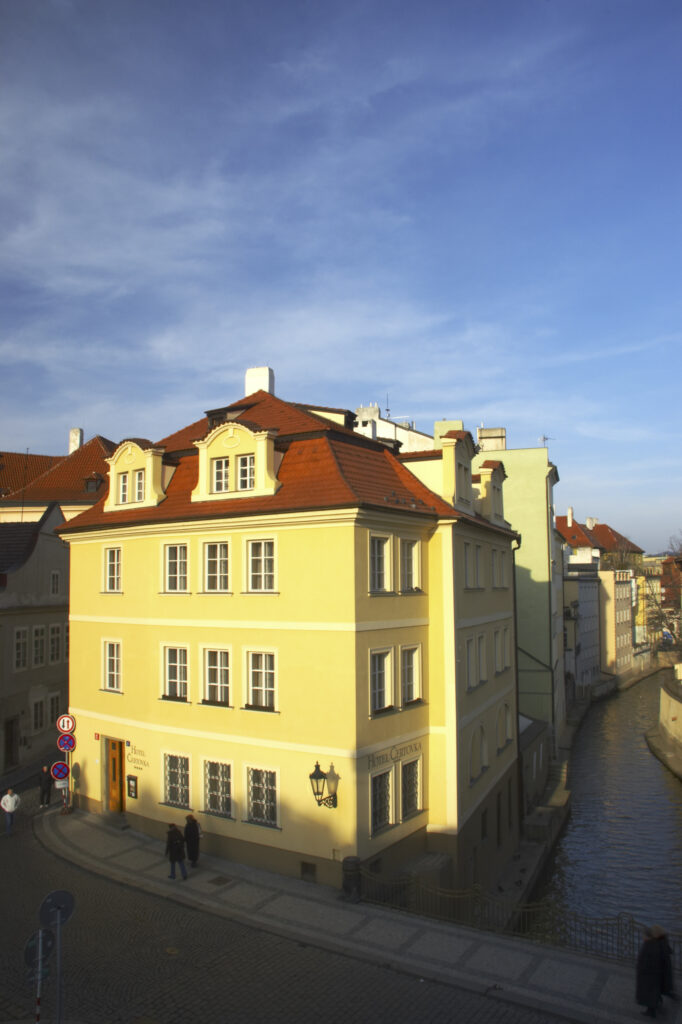 Czech Republic, Prague, Mala Strana . Typical Prague architecture viewed from Charles Bridge which links the old town and lesser town of Prague City.
