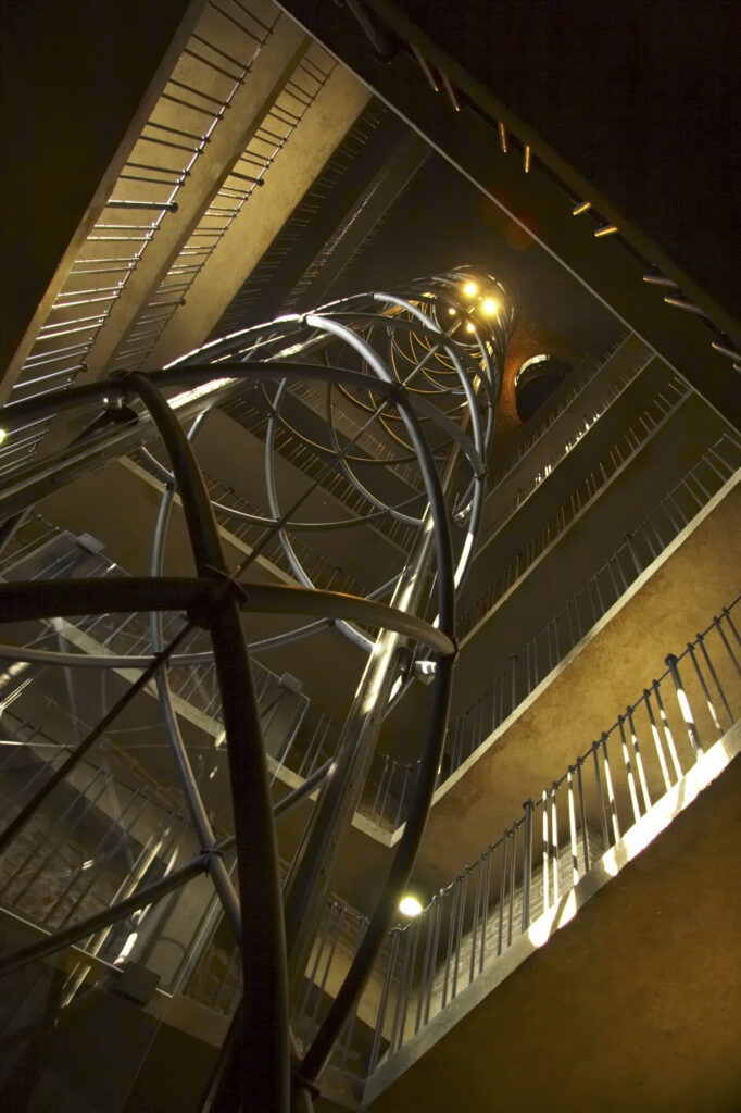 Czech Republic, Prague, Old Town Hall. Staircase and glass lift in the Old Town Hall.