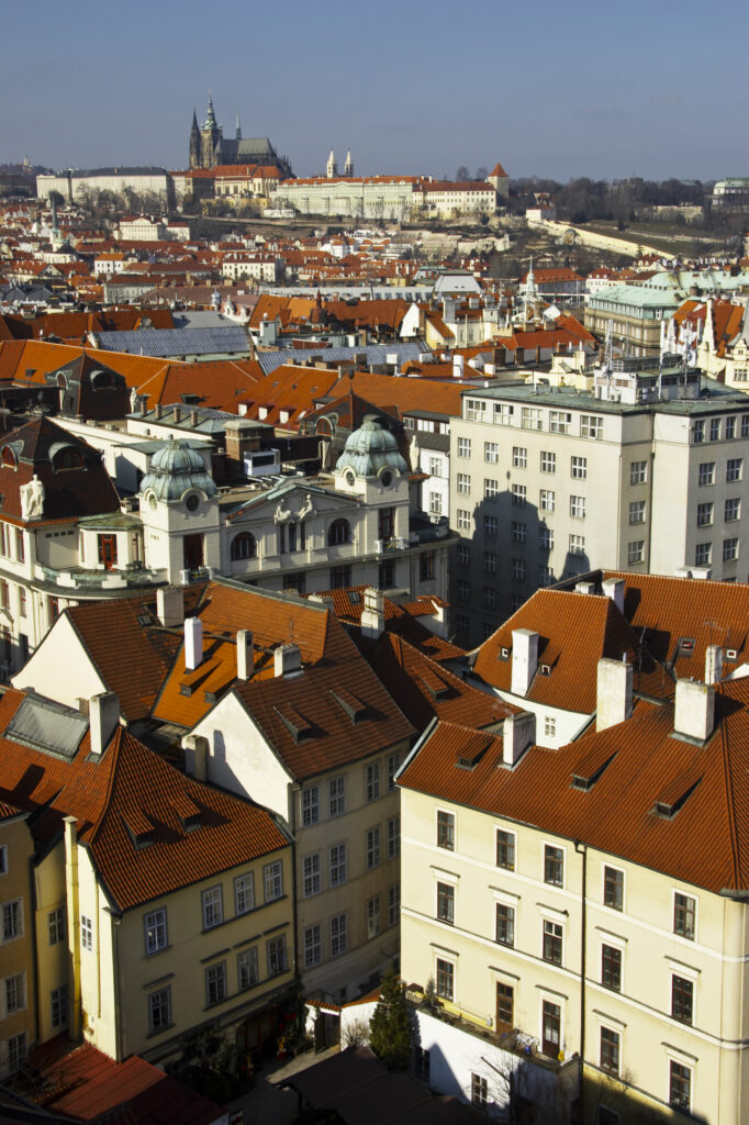 Czech Republic, Prague, Old Town. View looking across the Old Town from a viewpoint within the Old Town City Hall