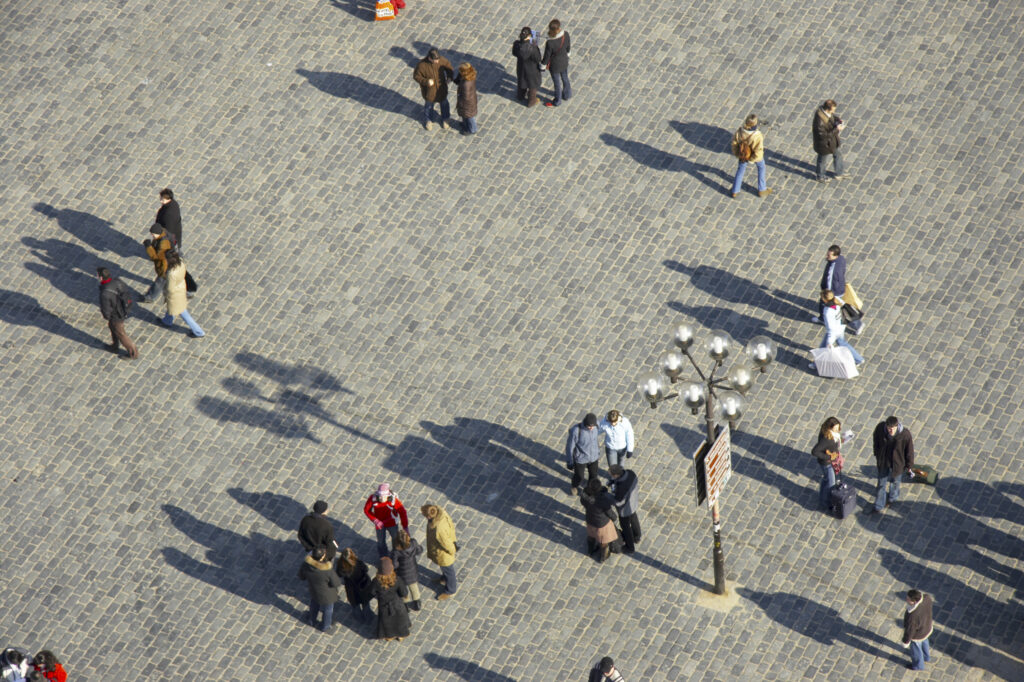 Czech Republic, Prague, Old Town. View looking down on Old Town Square from a viewpoint within the Old Town City Hall