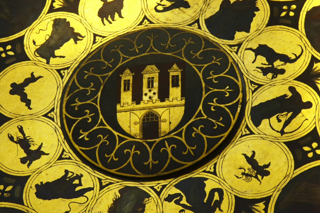 Czech Republic, Prague, Old Town Square, Astronomical Clock. Detail of the astronomical clock on the old town hall in Prague.