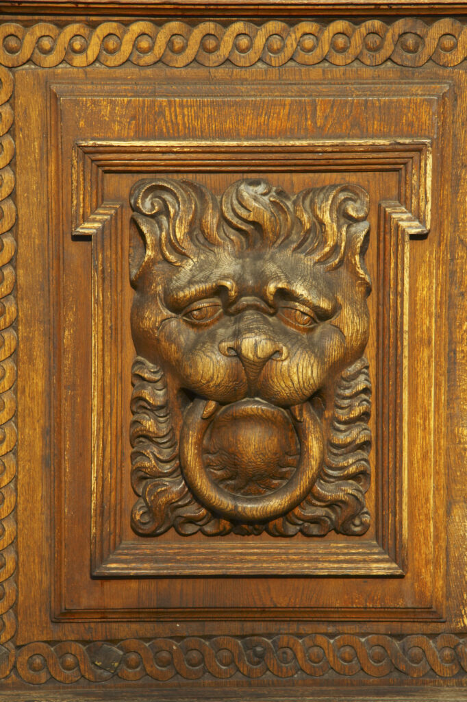 Czech Republic, Prague, Old Town Hall. Detail of wooden door on the Old Town Hall in the Old Town Square in Prague