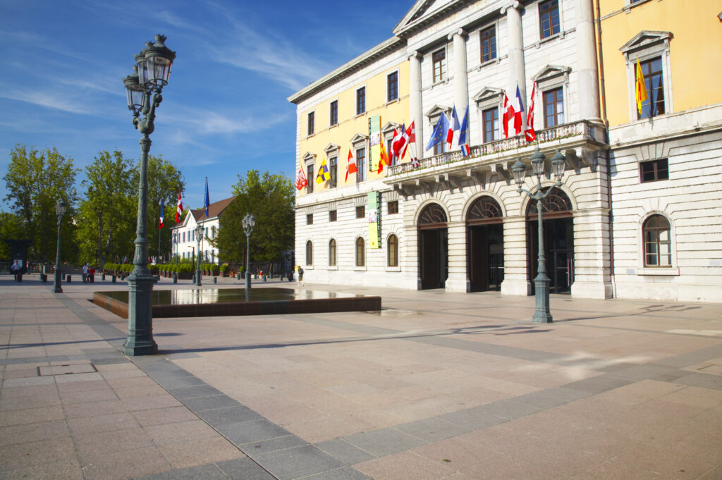 France, Rhône-Alpes, Annecy The colourful Annecy Town Hall (Ville d Annecy)
