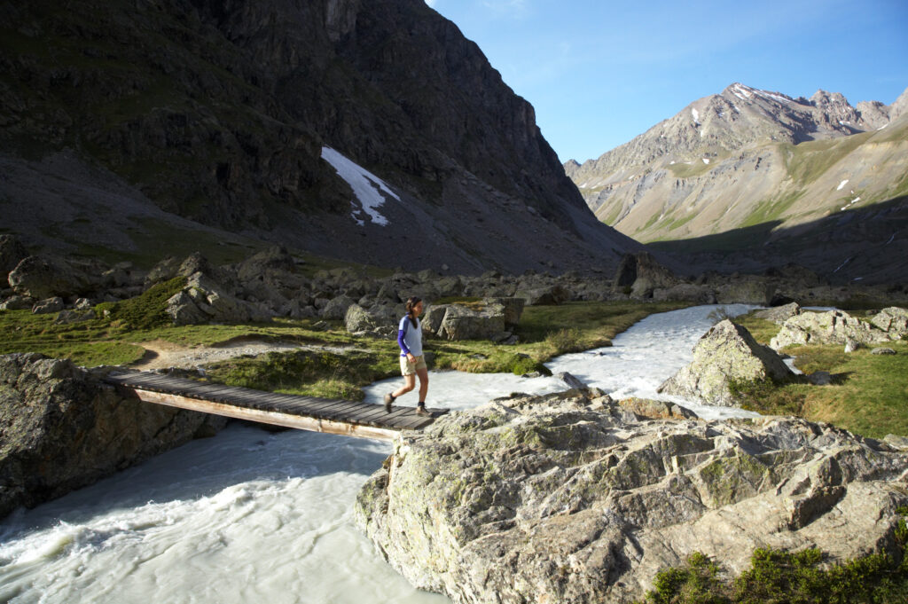 France, Rhône-Alpes, The Ecrins National Park. The fast rapids of the la Romanche river running near the Plan De Valfourone in the Ecrins National Park.