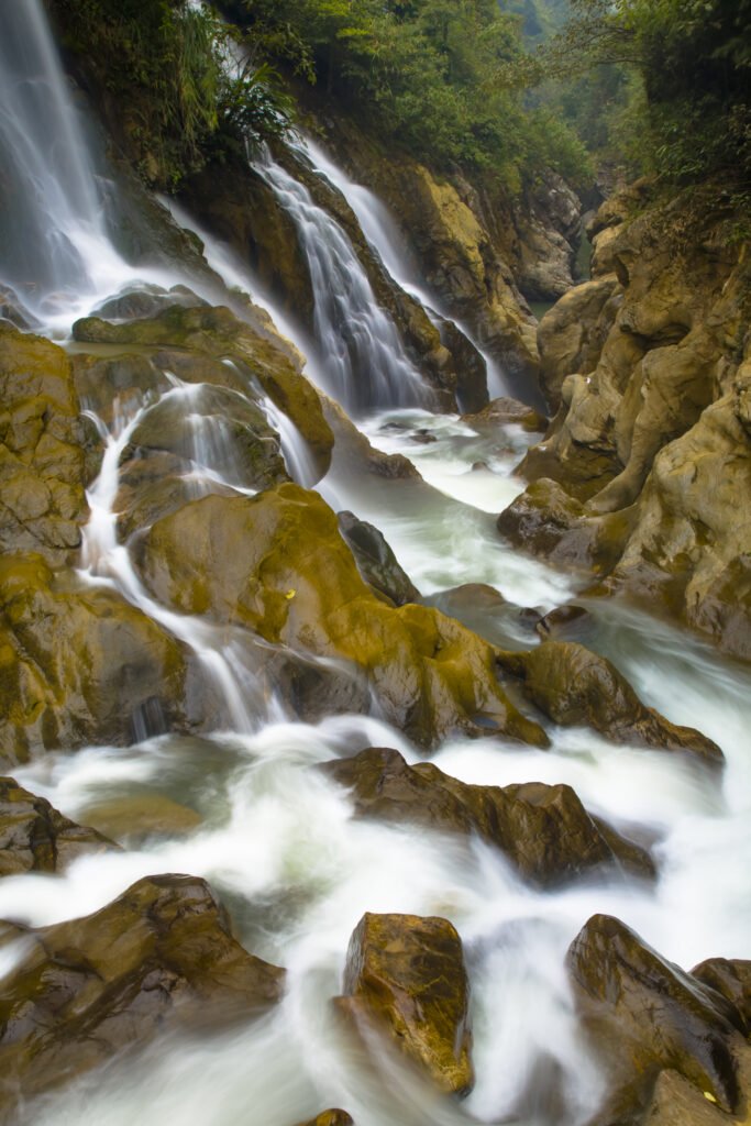 Vietnam, Northern Vietnam, Sapa. Cat Cat Falls, a waterfall in Cat Cat village near Sapa.