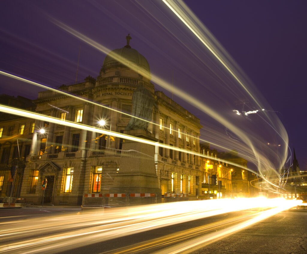 Scotland, Edinburgh, Edinburgh City. Rush-hour traffic on Hanover Street.