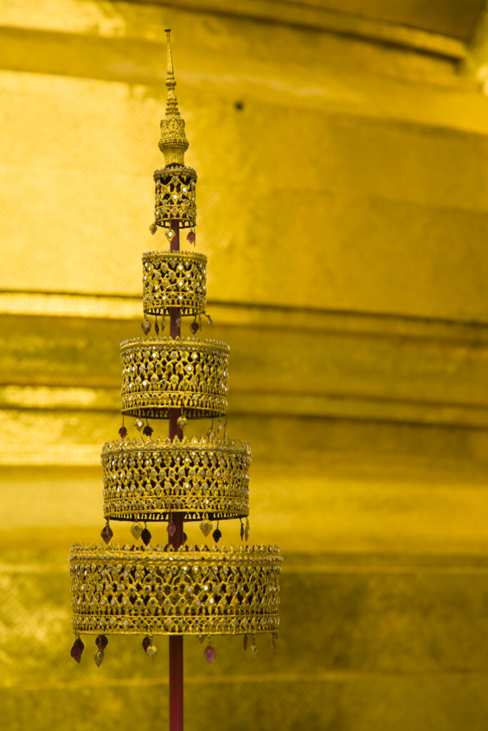 Thailand, Bangkok, The Grand Palace. The gold decoration of the grand palace.