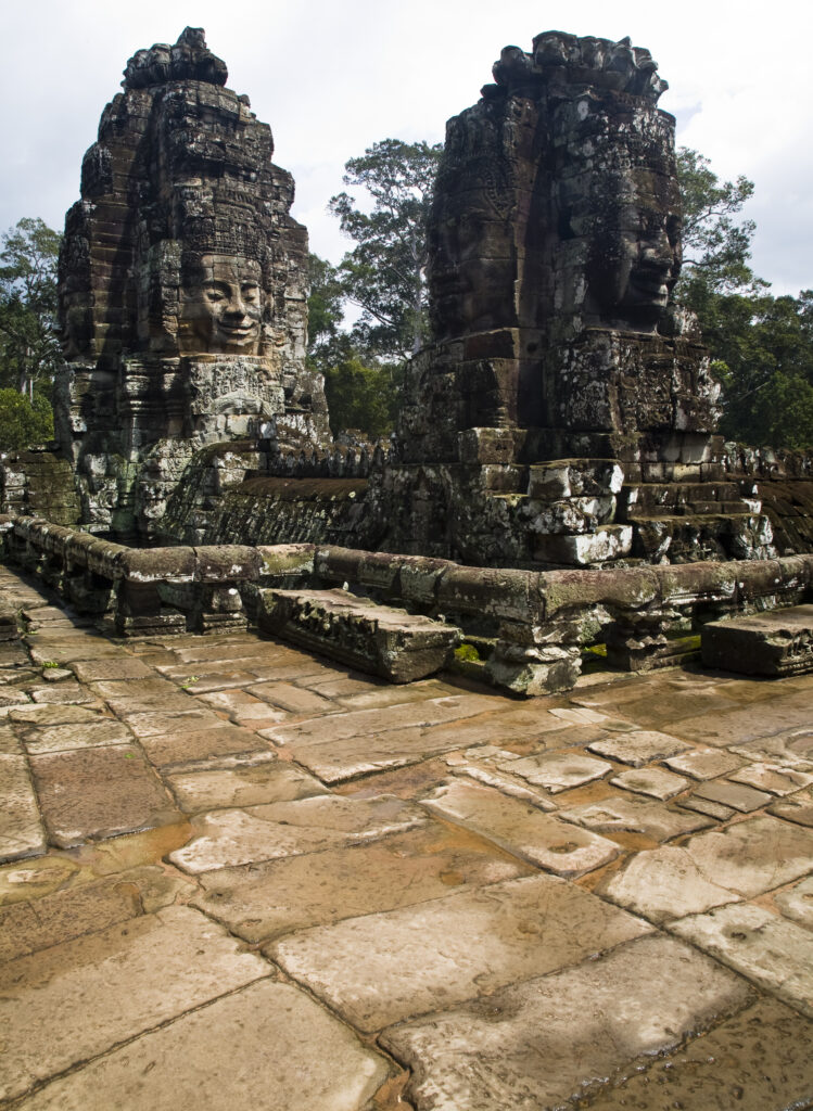 Cambodia, Angkor Thom, Bayon. Bayon is a well-known and richly decorated Khmer temple at Angkor in Cambodia.
