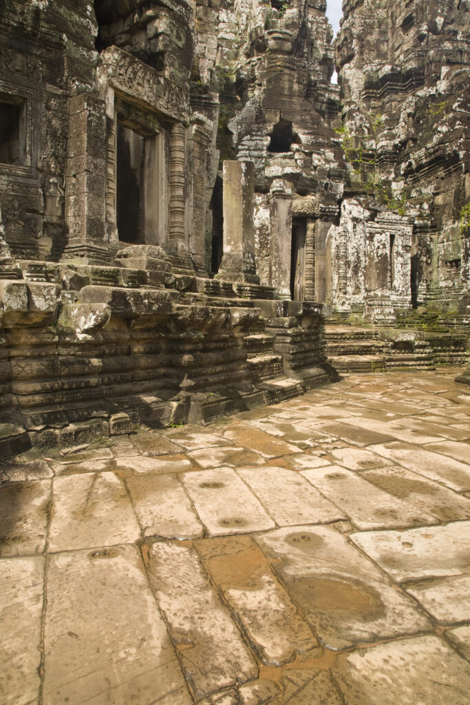 Cambodia, Angkor Thom, Bayon. Bayon is a well-known and richly decorated Khmer temple at Angkor in Cambodia.