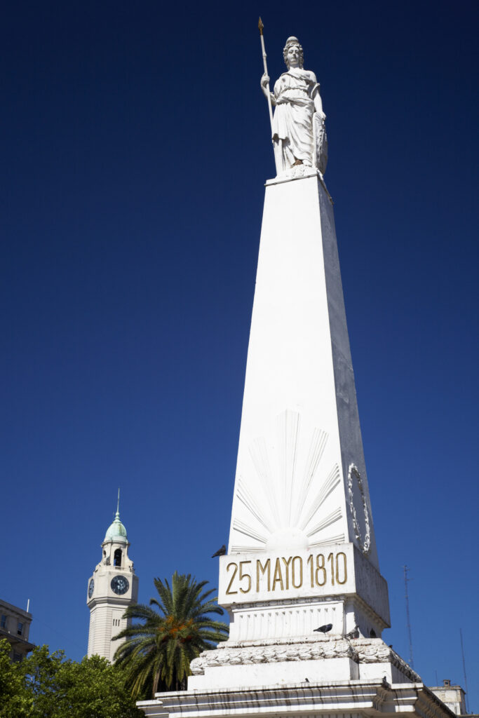 Argentina, Buenos Aires Province, Buenos Aires. Piramide de Mayo monument in the Plaza de Mayo.