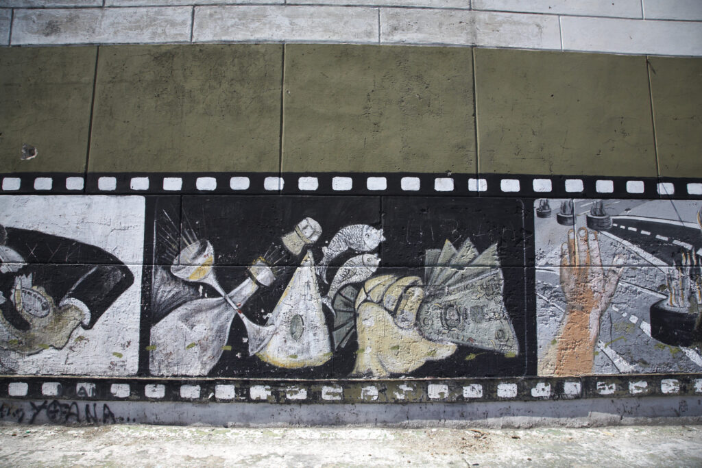 Argentina, Buenos Aires Province, Buenos Aires. Mural / art painted on a wall in the San Telmo area.