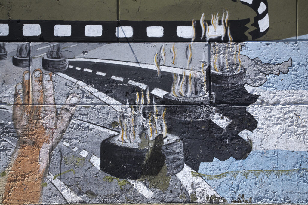 Argentina, Buenos Aires Province, Buenos Aires. Mural / art painted on a wall in the San Telmo area.