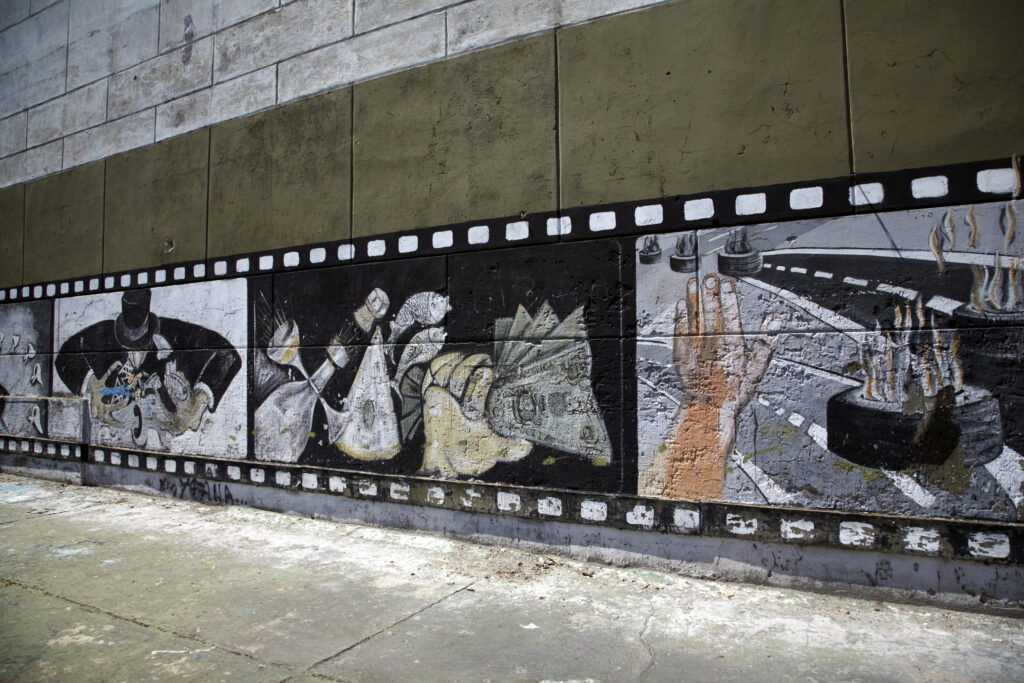 Argentina, Buenos Aires Province, Buenos Aires. Mural / art painted on a wall in the San Telmo area.