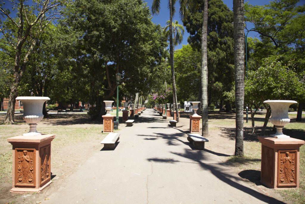 Argentina, Buenos Aires Province, Buenos Aires. The picturesque gardens of the Plarque Lezama in the San Telmo area.