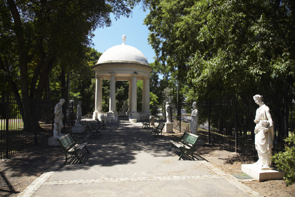 Argentina, Buenos Aires Province, Buenos Aires. The picturesque gardens of the Plarque Lezama in the San Telmo area.