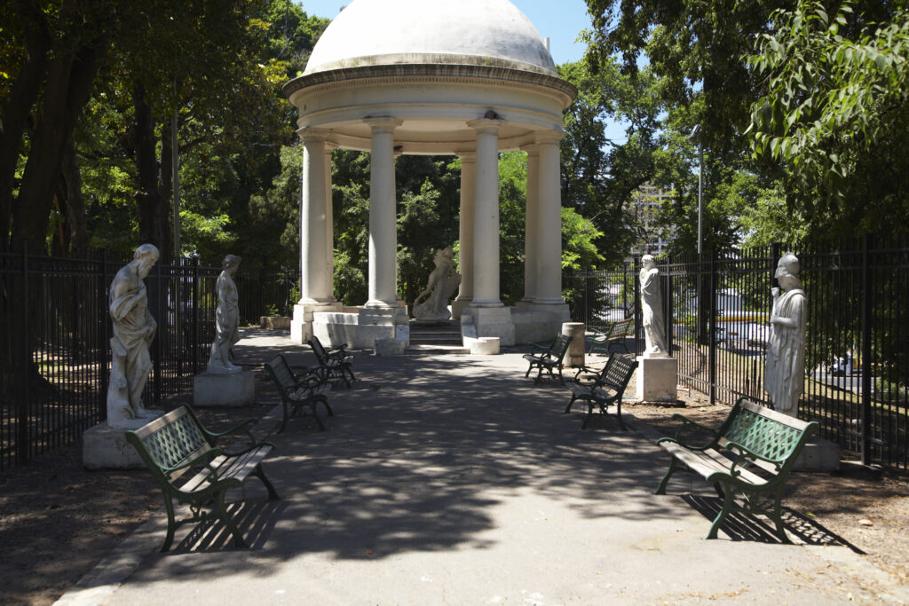 Argentina, Buenos Aires Province, Buenos Aires. The picturesque gardens of the Plarque Lezama in the San Telmo area.