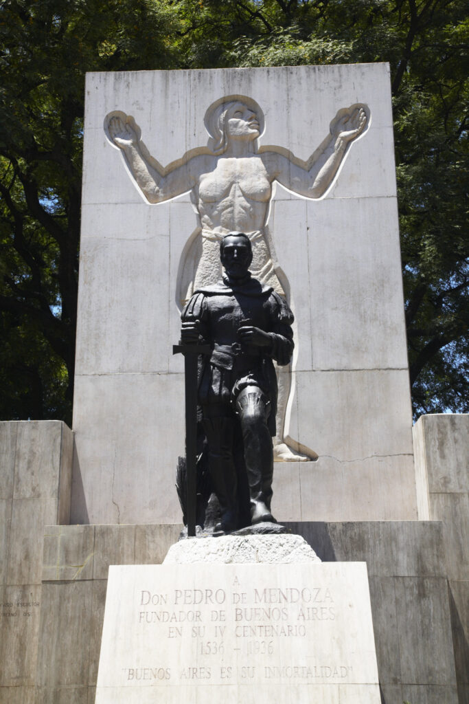 Argentina, Buenos Aires Province, Buenos Aires. Monument in the Plarque Lezama, dedicated to Pedro De Mendoza - The founder of Buenos Aires.