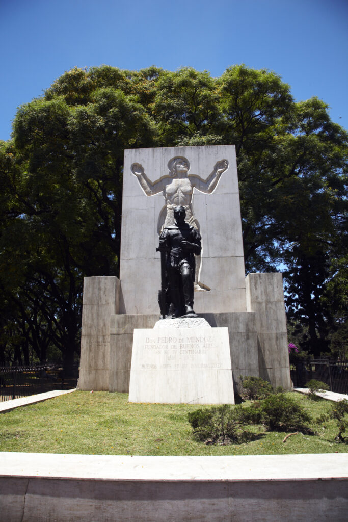 Argentina, Buenos Aires Province, Buenos Aires. Monument in the Plarque Lezama, dedicated to Pedro De Mendoza - The founder of Buenos Aires.