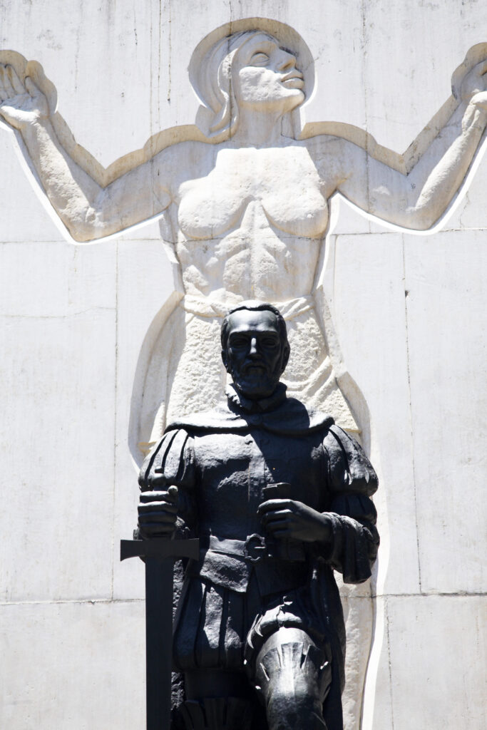 Argentina, Buenos Aires Province, Buenos Aires. Monument in the Plarque Lezama, dedicated to Pedro De Mendoza - The founder of Buenos Aires.
