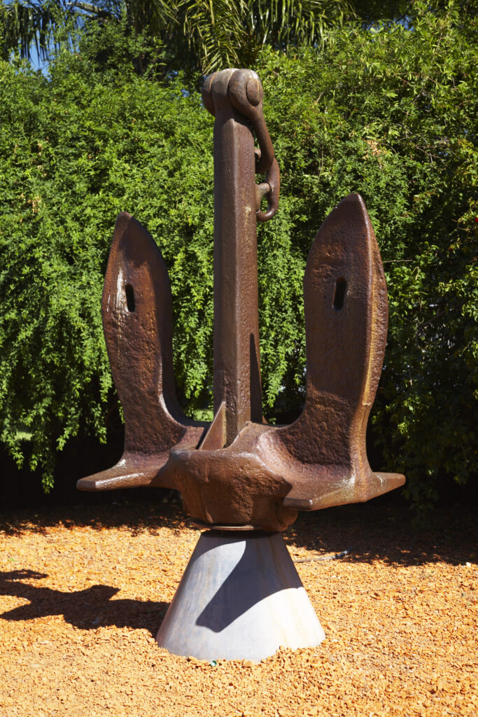 Argentina, Buenos Aires Province, Buenos Aires. Anchor monument near Puerto Madero.