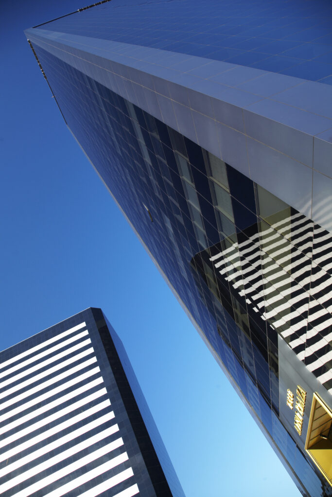 Argentina, Buenos Aires Province, Buenos Aires. Abstract view of skyscrapers in the financial district of the microcentro of Buenos Aires.