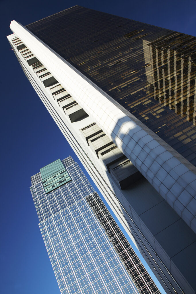 Argentina, Buenos Aires Province, Buenos Aires. Abstract view of skyscrapers in the financial district of the microcentro of Buenos Aires.