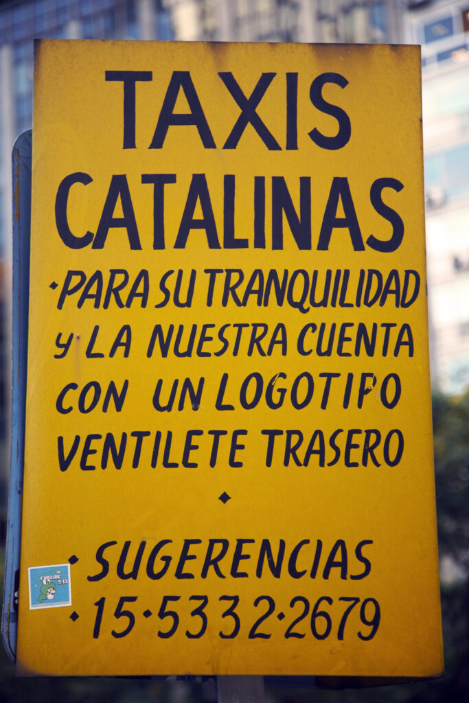 Argentina, Buenos Aires Province, Buenos Aires. Taxi sign in the financial district of the microcentro of Buenos Aires.