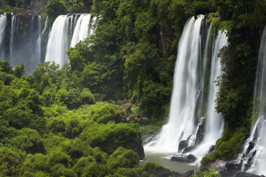 Argentina, Misiones, Iguazu National Park. The impressive Iguazu waterfalls - A world heritage site.
