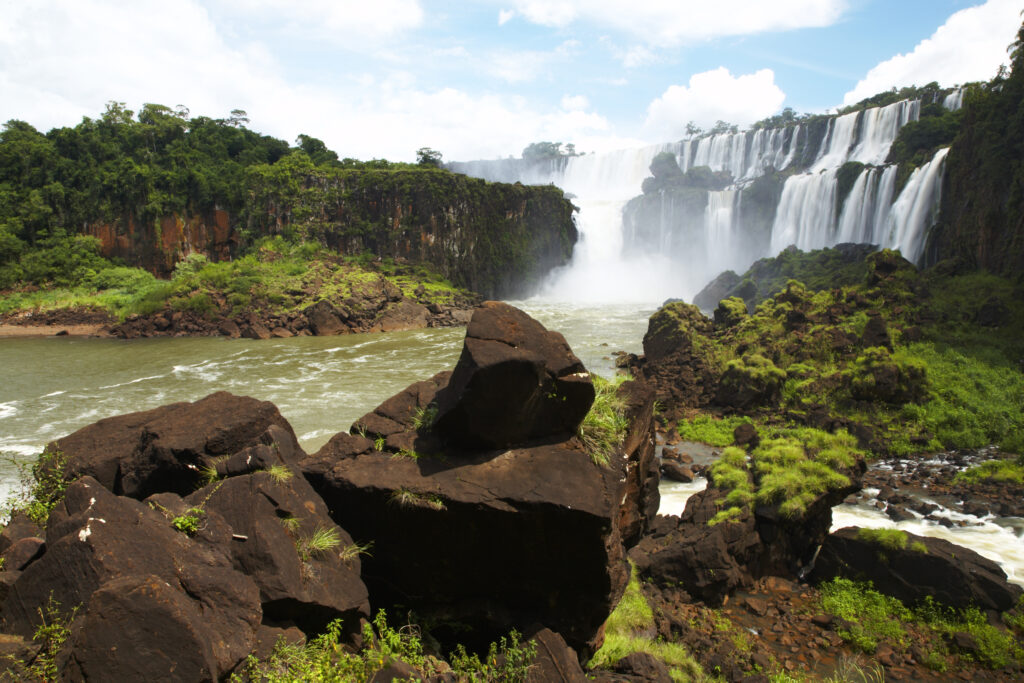 Argentina, Misiones, Iguazu National Park. The impressive Iguazu waterfalls - A world heritage site.