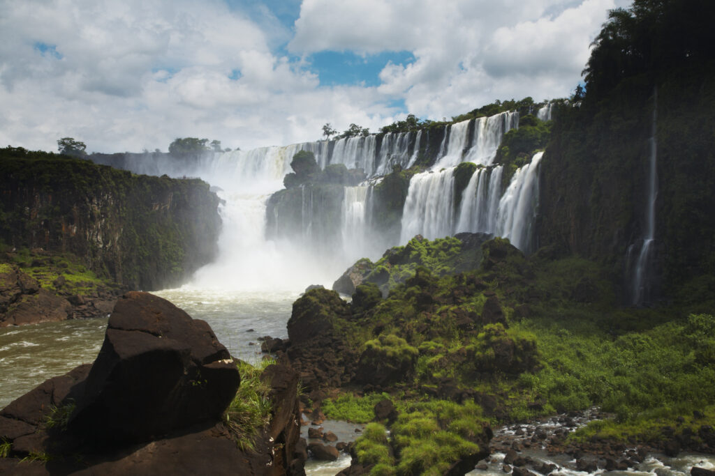 Argentina, Misiones, Iguazu National Park. The impressive Iguazu waterfalls - A world heritage site.