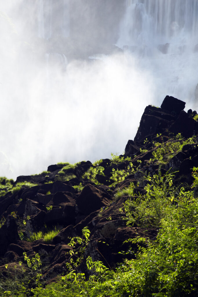 Argentina, Misiones, Iguazu National Park. Detail of the impressive Iguazu waterfalls - A world heritage site.