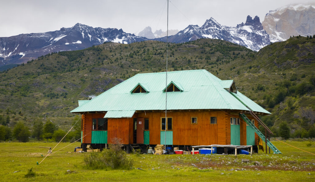 Chile, Southern Patagonia, Torres Del Paine National Park. Lago Dickson Refuge Hut on the Circuit Track.