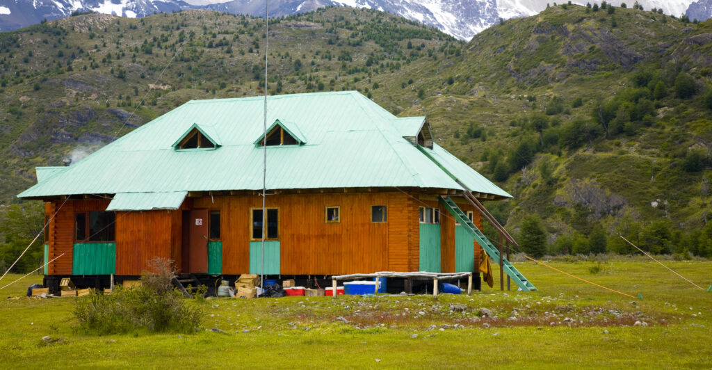 Chile, Southern Patagonia, Torres Del Paine National Park. Lago Dickson Refuge Hut on the Circuit Track.