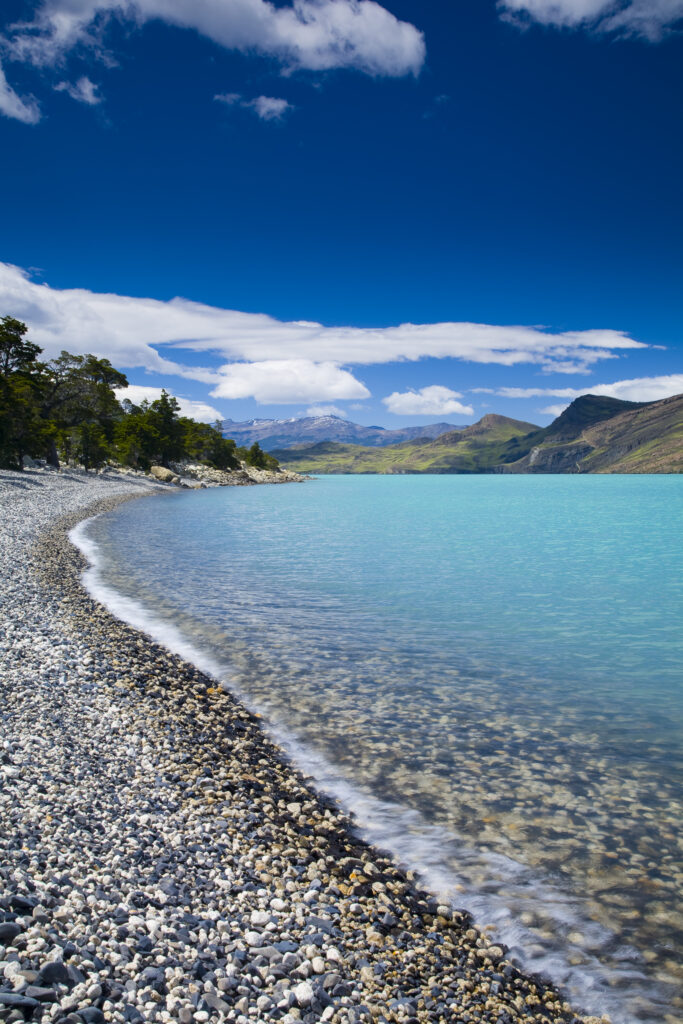 Chile, Southern Patagonia, Torres Del Paine National Park. The emerald coloured Lago Nordenskjold on the Circuit / W Track.