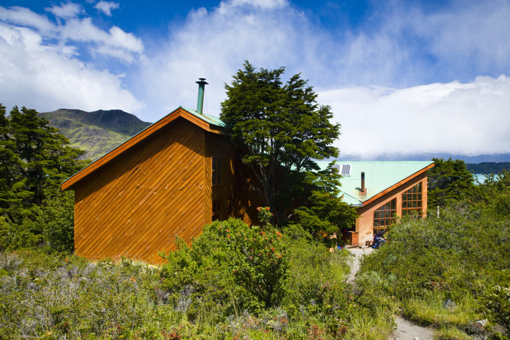 Chile, Southern Patagonia, Torres Del Paine National Park. Refugio & camping Los Cuernos - a mountain refuge / hut on the Circuit / W Track.
