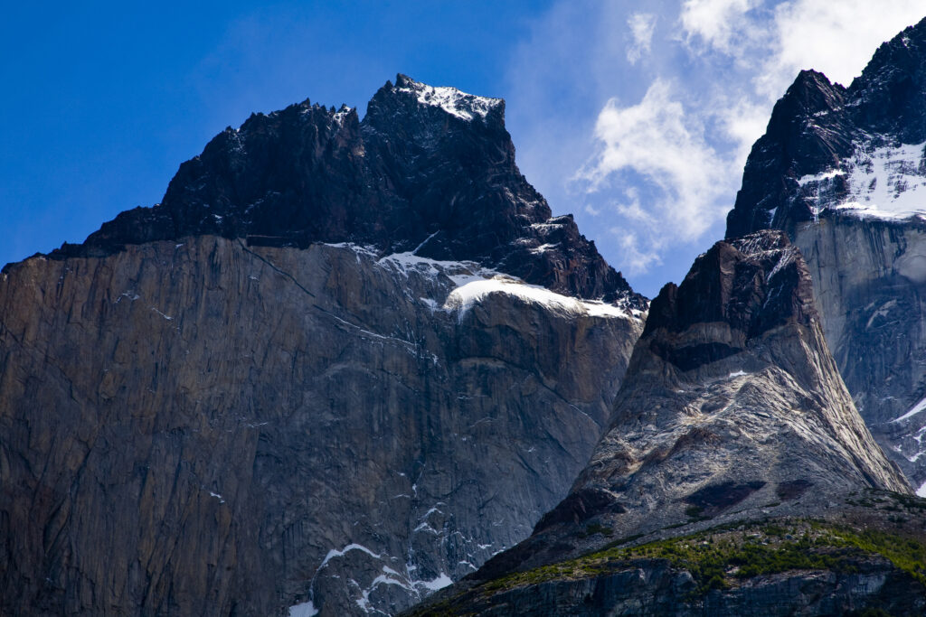 Chile, Southern Patagonia, Torres Del Paine National Park. Distorted peaks of the Los Cuernos viewed from the Circuit / W Track.