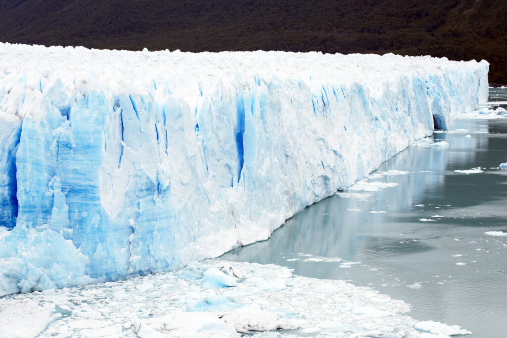 Argentina, Patagonia, Los Glaciares National Park. Icebergs floating in front of the Perito Moreno Glacier.