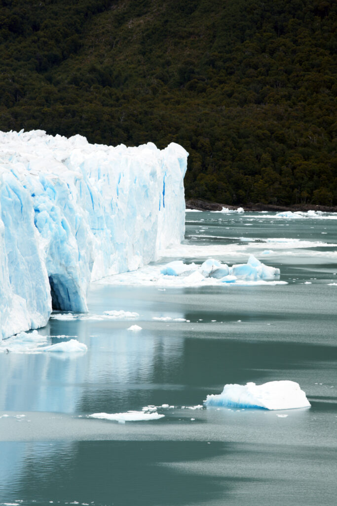Argentina, Patagonia, Los Glaciares National Park. Icebergs floating in front of the Perito Moreno Glacier.