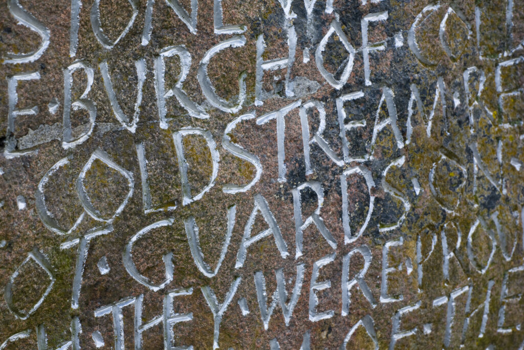 Scotland, Scottish Borders, Coldstream. Inscription on a memorial stone celebrating the formation of the Coldstream Guards.
