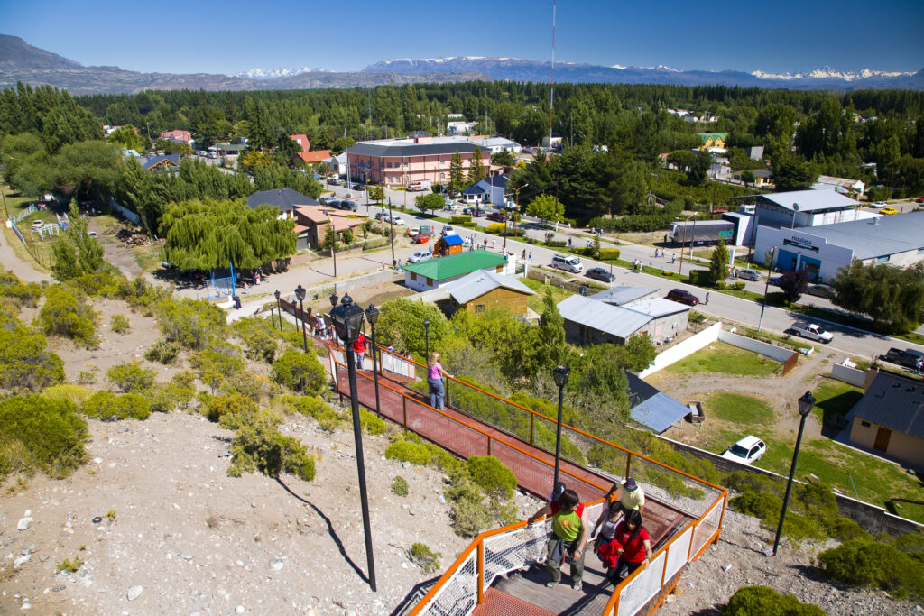 Argentina, Santa Cruz, Los Antiguos. Viewpoint looking over Los Antiguos - The Cherry Capitol of Argentina.