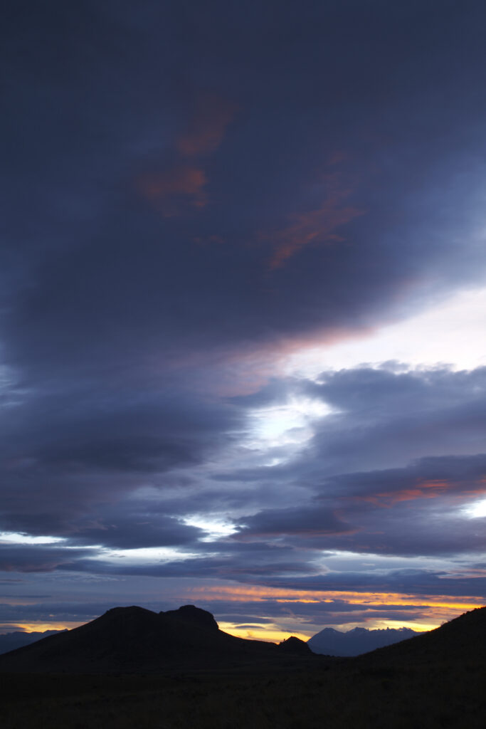 Argentina, The Lake District, Parque Nacional Nahuel Huapi. A colourful sunset over the patagonian peaks to be found near Bariloche.