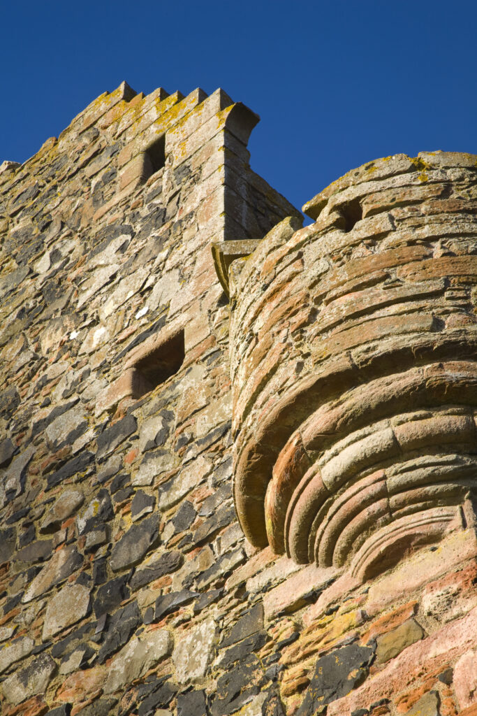 Scotland, Scottish Borders, Greenknowe Tower. Greenknowe Tower, a typical example of a tower-house. The tower-house was the traditional home of the Scottish Laird.