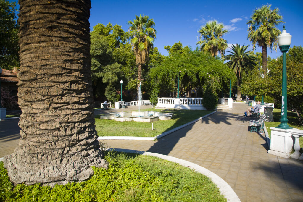 Argentina, Mendoza Province, Mendoza City. Plaza Pellegrini in Mendoza City.