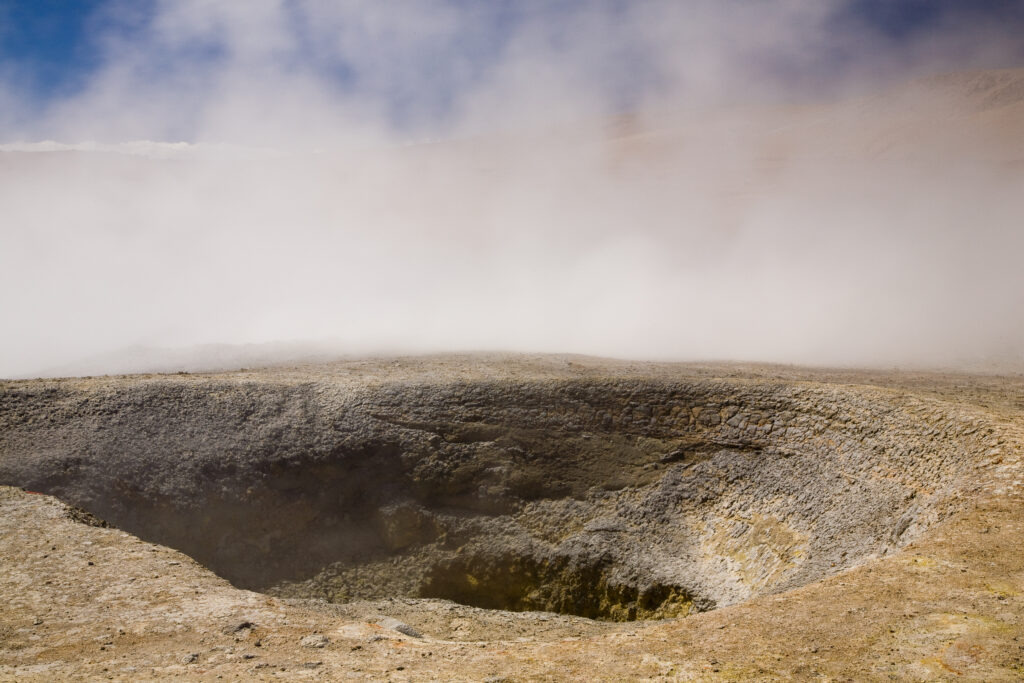 Bolivia, Southern Altiplano, Uyuni Highlands. Fumaroles and Geysers at the Sol de Manana in the Uyuni Highlands.