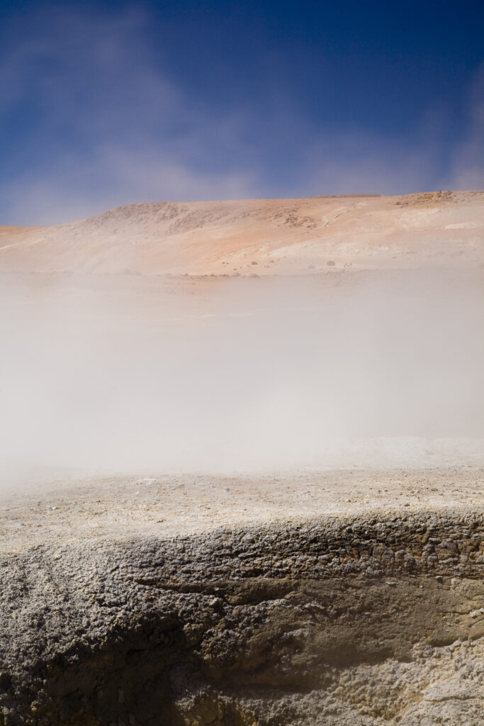 Bolivia, Southern Altiplano, Uyuni Highlands. Fumaroles and Geysers at the Sol de Manana in the Uyuni Highlands.
