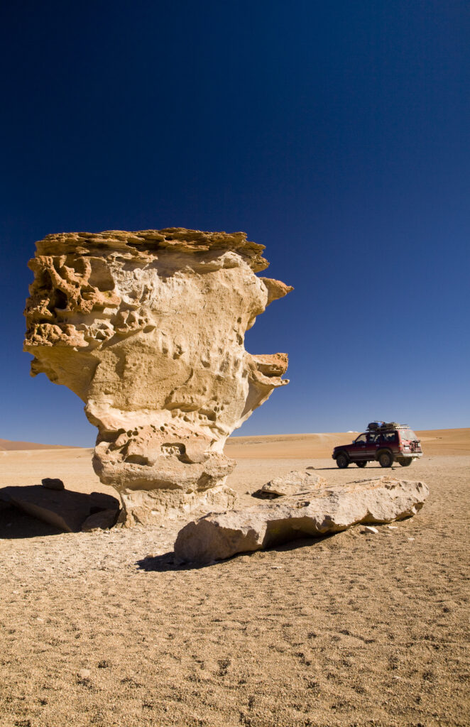 Bolivia, Southern Altiplano, Arbol de la Piedra. Mushroom shaped "Rock Tree" (Arbol de la Piedra) in the Bolivian Southern Altiplano plateau.
