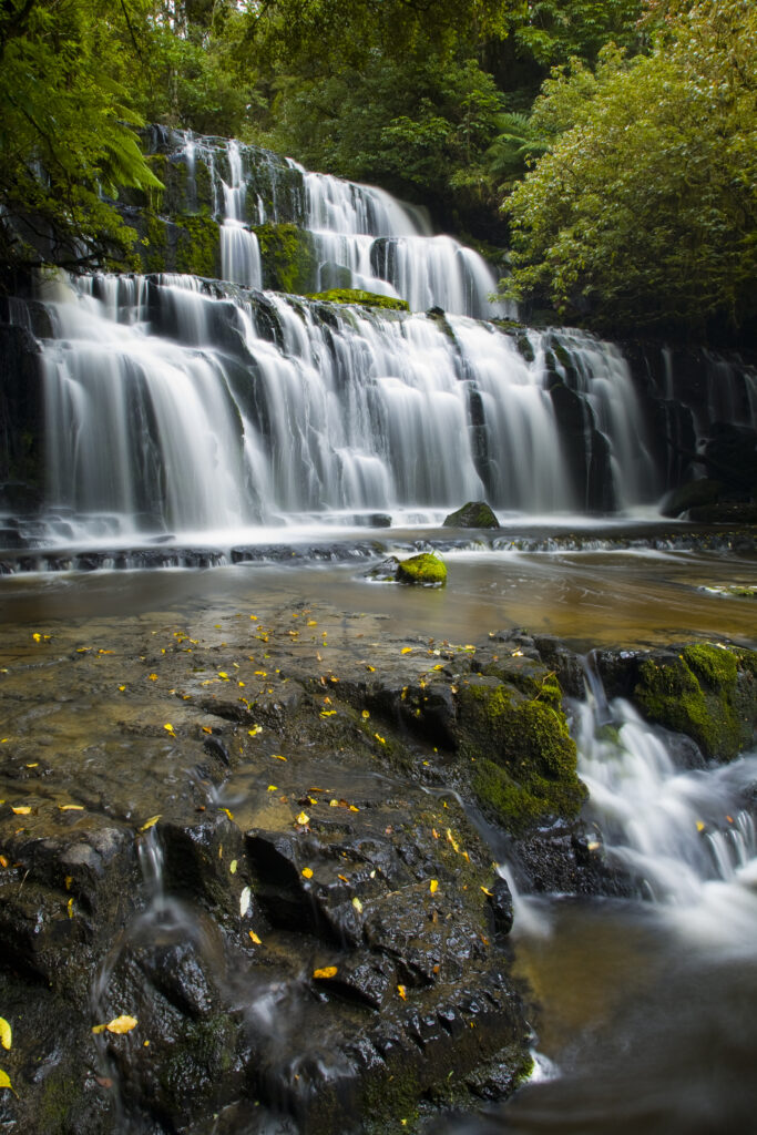 New Zealand, Southland, The Catlins. Purakaunui Falls in the Catlins Forest Park.