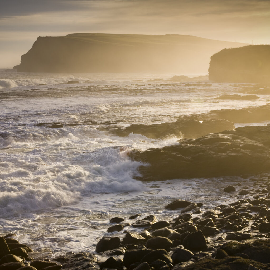 New Zealand, Southland, The Catlins. View looking towards Curio Bay from South Head.
