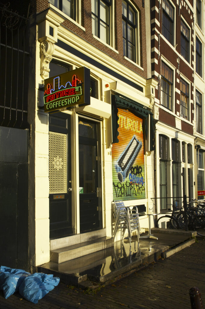 Netherlands, North Holland, Amsterdam. Coffeeshop Future, a Cannabis / Marijuana smoking establishment in Amsterdam City.
